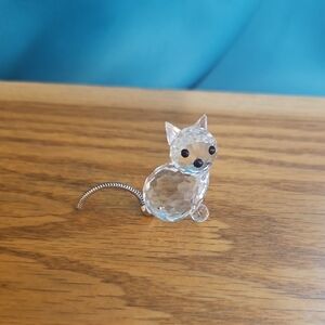 Swarovski Crystal Cat Figurine with Silver Accents